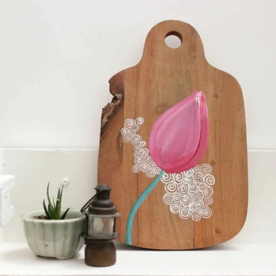 Upcycld Art Chopping Board Lotus Bloom 04