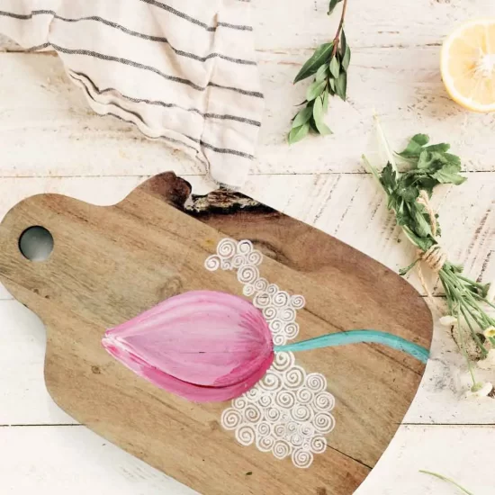 Upcycld Art Chopping Board Lotus Bloom 05