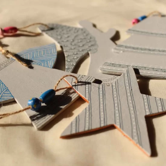 Grey Upcycled Christmas Ornaments