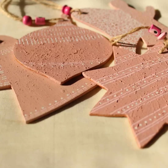 Pink Upcycled Wooden Christmas Ornaments