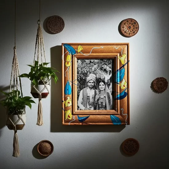 Yellow Flowers Frame | upcycled wall decor