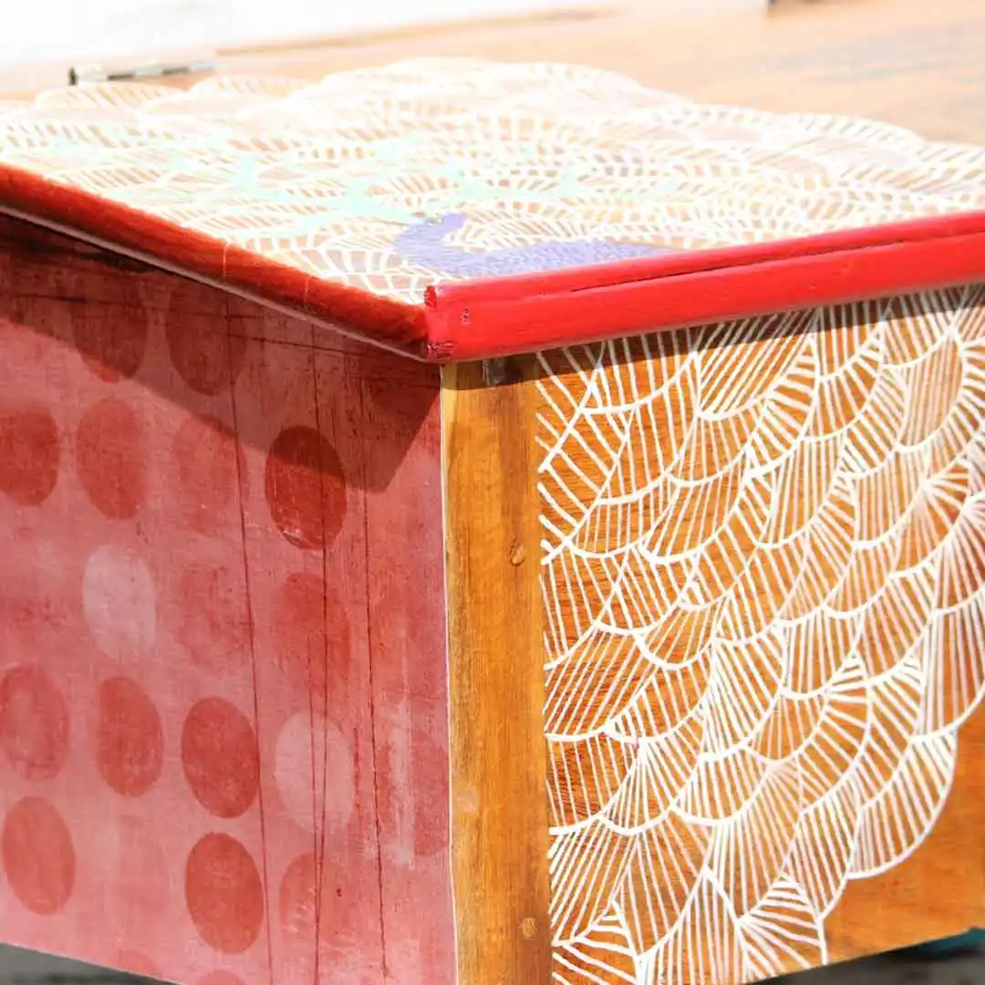 Gond Deer Munshi Desk | Upcycled Furniture | Upcycld Art Upcycld Art Munshi Desk Gond Art 03