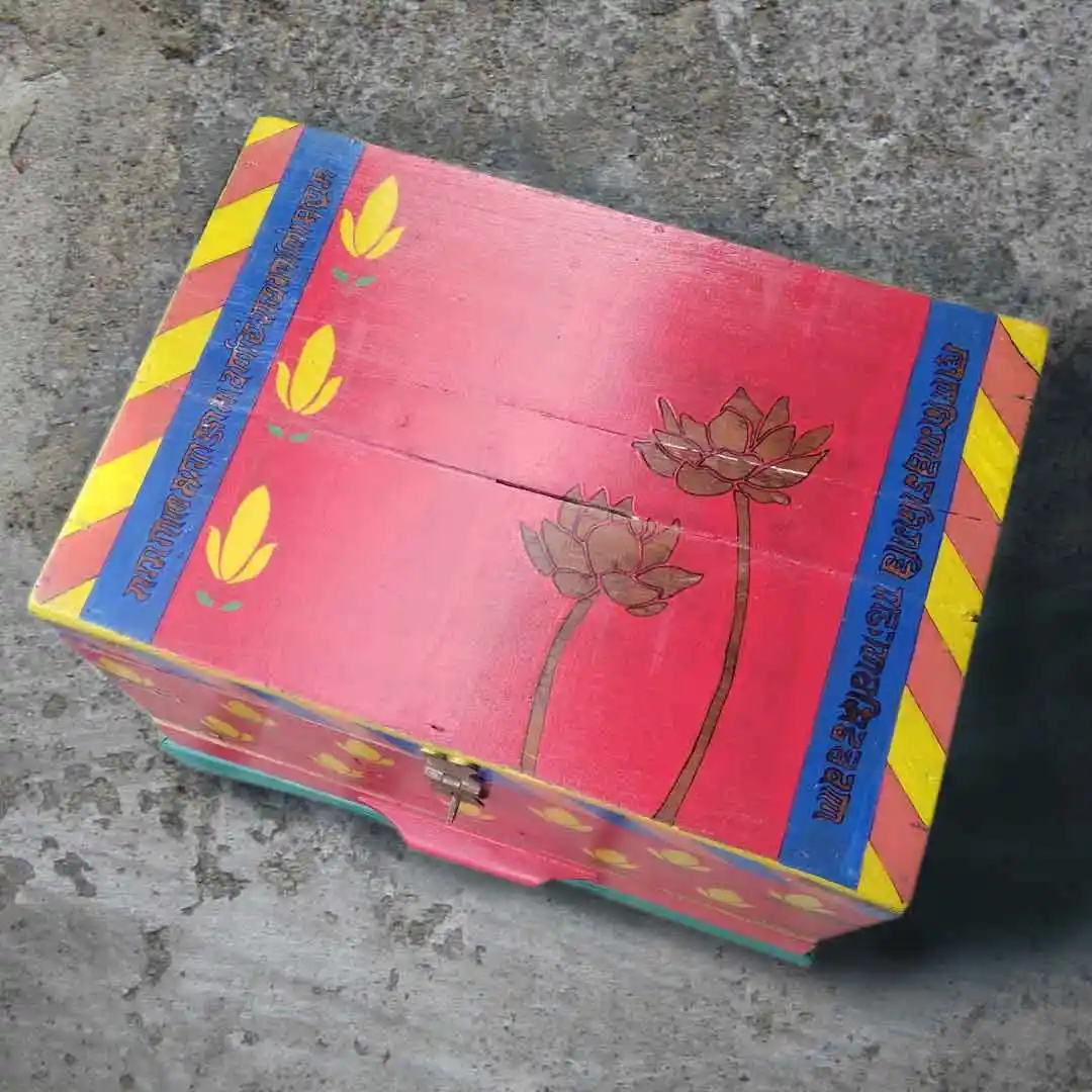 Red Lotus Chest | Upcycled Furniture | Upcycld Art Upcycld Art Red Lotus Chest 02