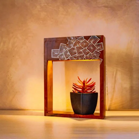 Upcycled Art Wooden Arch Desk Lamp 04